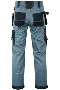 MS9 Mens Hi Viz Cargo Combat Holster Pockets Tactical Working Work Trouser Trousers Pants Jeans E1, Grey - 42W/30L