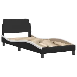 Berkfield Bed Frame with LED without Mattress Black and White 90x190 cm Single