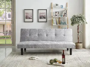 Comfy Living Crush Velvet Sofa Bed in Silver