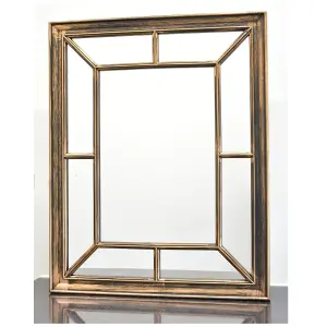 60X76Cm Rectangle Antique Window Wall Mirror Stylish Black Gold