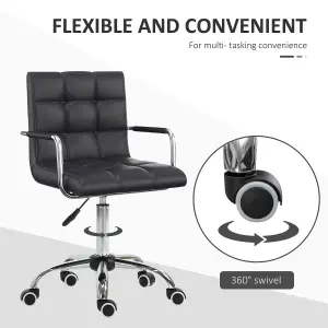 Vinsetto Mid Back Home Office Chair Swivel Computer Chair with Armrests, Black