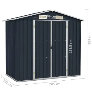 Berkfield Garden Shed Anthracite 205x129x183 cm Galvanised Steel