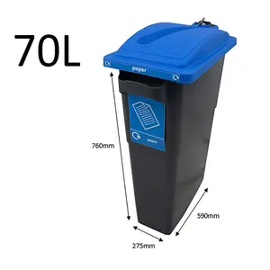 SustainaBin Indoor Recycling Bin - Dark Aqua - Twin Hole Top - 70 Litres