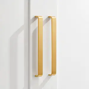 Satin Brass Wide Curved Cabinet D Bar Handle - Solid Brass - Hole Centre 288mm - SE Home