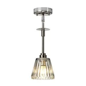 Elstead Agatha 1 Light Ceiling Pendant Light Brushed Nickel IP44, G9