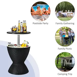 Costway 30L Patio Ice Cooler Outdoor All-weather Cool Bar Table w/ Extendable Tabletop