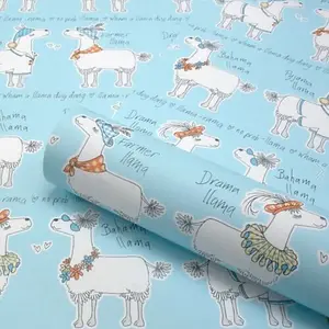 Belgravia Llama Rama Cartoon Sky Blue Childrens Bedroom Nursery Wallpaper 9730