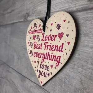 Red Ocean Soulmate Gifts Wooden Hanging Heart Plaque Gift For Boyfriend Girlfriend Anniversary Birthday Gifts For Him Her