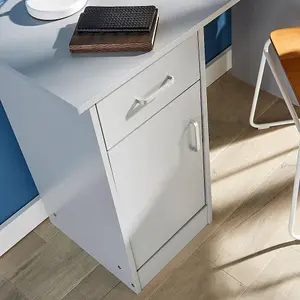 Home Source Tyler 1 Drawer Office Computer Desk with Storage Grey