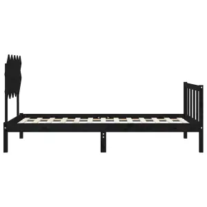 Berkfield Bed Frame with Headboard Black 100x200 cm Solid Wood