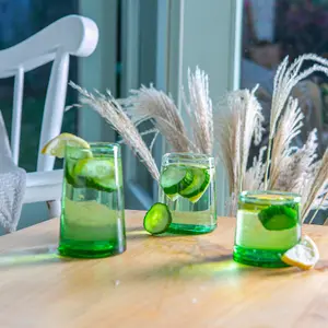 Nicola Spring - Merzouga Recycled Glassware Set - Green - 18pc