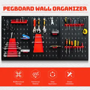 Costway Pegboard Wall Organizer Kit Garage Storage w/ Drill Bit Storage Rack