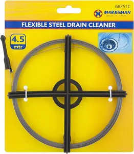 Drain Cleaner Unblocker Sink Pipe Snake Flexible Steel Coil Plumbing 4.5M