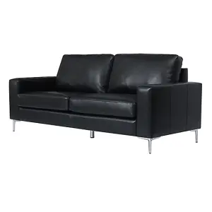 Baltic Faux Leather 3 Seater Sofa In Black