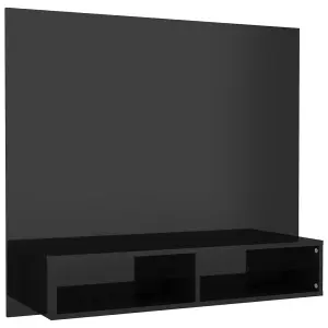 vidaXL Wall TV Cabinet High Gloss Black 102x23.5x90 cm Engineered Wood