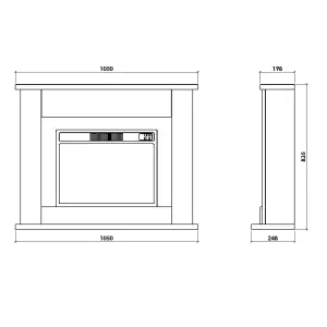 Suncrest Ryedale Black & white MDF & stainless steel Freestanding Electric fire suite