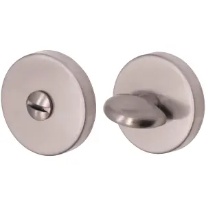 AFIT Round Bathroom Thumbturn & Release Set - Satin Nickel Universal Satin Door Turn and Release Lock for Bathroom/Toilet