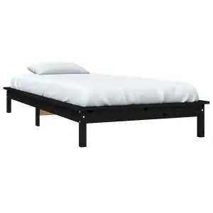 Berkfield Bed Frame Black 90x200 cm Solid Wood Pine