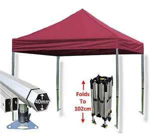 3m x 3m Compact 40 Instant Shelter Pop Up Gazebos Frame & Canopy - Burgundy