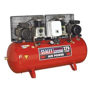 Sealey Air Compressor 270L Belt Drive 2 x 3hp with Cast Cylinders SAC2276B