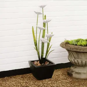 Primrose Narcissi Garden Flower Steel Water Feature with Lights Outdoor H100cm