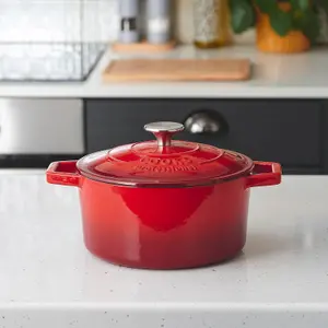 Cast Iron Casserole Set of 2 20cm & 26cm / 2.8L & 5.8L Dishes Oven Proof Enamelled Cast Iron Pans with Lids