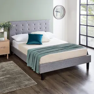 Double Bed Frame Upholstered 4ft6 Bed With Hybrid Pocket Memory Foam Mattress