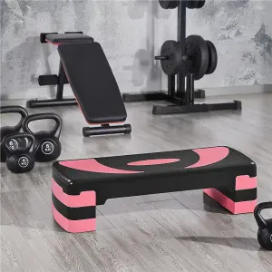 Yaheetech Adjustable Aerobic Stepper with Risers - Rose red