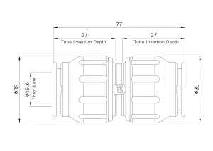 Flomasta White Equal Pipe fitting coupler (L)77mm