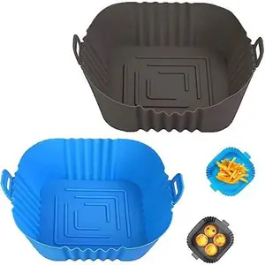 2Pcs Silicone Air Fryer Liners, 7.8Inch Reusable Air Fryer Silicone Liner Air Fryer Accessories Replacement Of Disposable Parchment Paper Liner