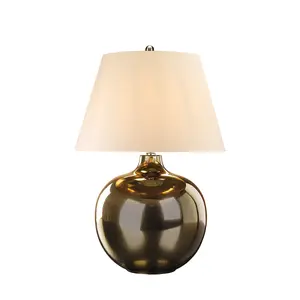 Luminosa Ottoman Table Lamp with Round Tapered Shade, Bronze Metalic, Ivory Shade