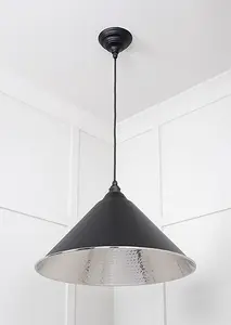 Hammered Nickel Hockley Pendant in Elan Black