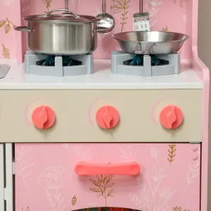 AIYAPLAY Play Kitchen Kids Kitchen Set with Lights and Sounds - Pink