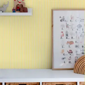 Joules Yellow Country critters stripe Smooth Wallpaper