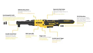 DEWALT DCF510N XR 3/8in & 1/2in Sealed Head Ratchet 18V Bare Unit