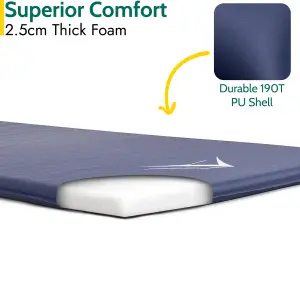 Single Pillow Camping Mat Self Inflating Inflatable Roll Mattress With Bag Blue Trail