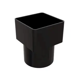 FreeFlow Black Square to Round Downpipe Adaptor Connector, Rain Water Systems