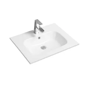 4010 Ceramic 60cm x 45cm Thin-Edge Inset Basin with Oval Bowl