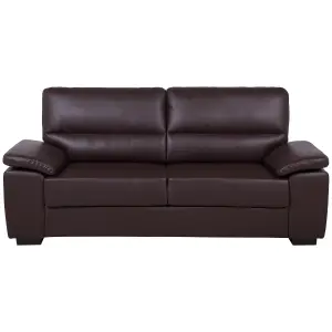 3 Seater Faux Leather Sofa Brown VOGAR