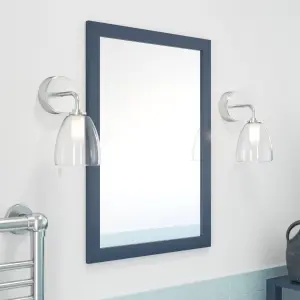 GoodHome Perma Blue Rectangular Wall-mounted Bathroom Mirror (H)70cm (W)50cm