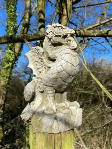 Scaly Dragon Stone Statue Outdoor Garden Ornament British Made Celtic Sculpture