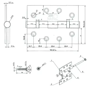 AFIT PVD Brass Grade 7 Stainless Steel Washered Hinges - 101.6 x 76.2 x 2.0mm Pair