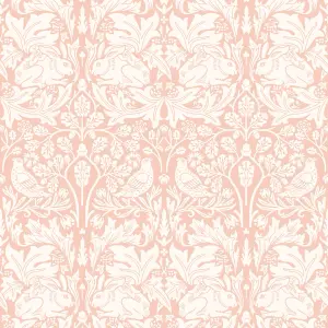 Hoopla Walls Forest Rabbit Soft Pink Smooth Matt Wallpaper