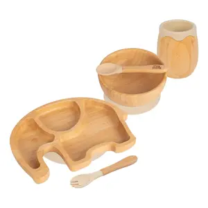 5pc Bamboo Elephant Baby Weaning Set - Beige