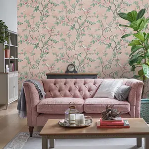 Laura Ashley Eglantine Rustic Blush Trail Smooth Wallpaper Sample