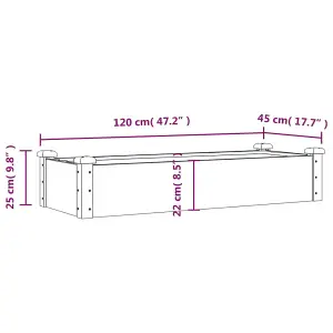 Berkfield Garden Raised Bed with Liner Brown 120x45x25 cm Solid Wood Fir