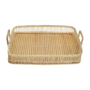 Interiors by Premier Rectangular Natural Rattan And Bamboo Tray