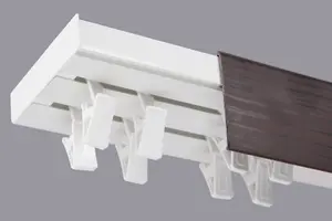 Double Curtain Ceiling Rail Track PCV 150 cm (L) CLIPS + WENGE COVER