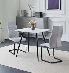 Hallowood Furniture Cullompton Small Rectangular Dining Table 80cm with 2 Grey High Back Chairs