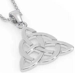 Sterling Silver Irish Celtic Trinity Knot Necklace Engravable Irish Made